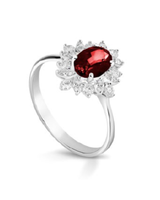 Anello in oro bianco 18Kt con diamanti e rubini naturali F-ANSIRIO/2R