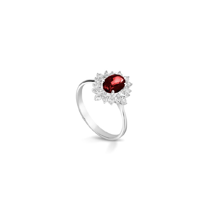 Anello in oro bianco 18Kt con diamanti e rubini naturali F-ANSIRIO/2R