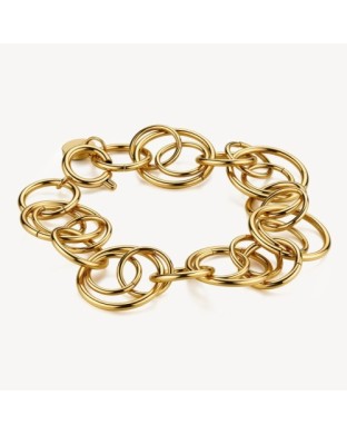 Bracciale BROSWAY Aura in acciaio 316L dorato con cerchi intersecati BAU13