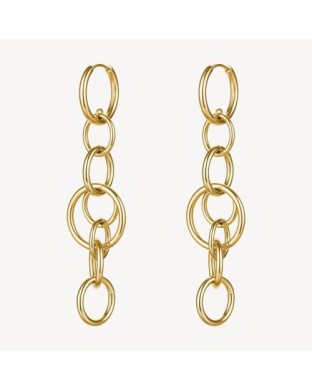 Orecchini pendenti BROSWAY Aura in acciaio 316L dorato con cerchi intersecati BAU30