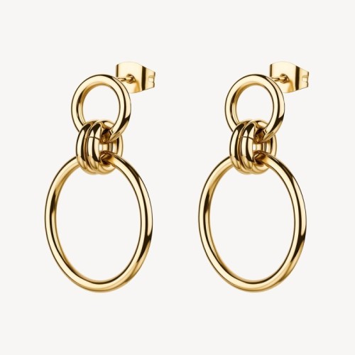 Orecchini pendenti BROSWAY Aura in acciaio 316L dorato con cerchi BAU27