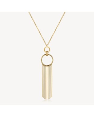 Collana lunga BROSWAY Aura in acciaio 316L dorato con pendente cerchio e frange BAU03