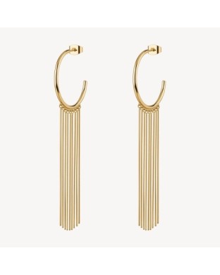 Orecchini a cerchio BROSWAY Aura in acciaio 316L dorato con frange BAU28