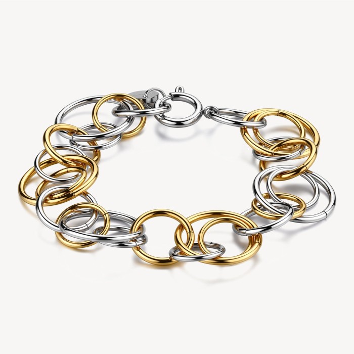 Bracciale BROSWAY Aura in acciaio 316L bicolore con cerchi intersecati BAU12