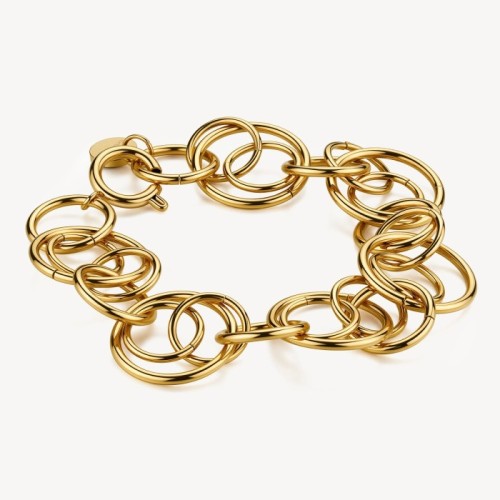Bracciale BROSWAY Aura in acciaio 316L dorato con cerchi intersecati BAU13