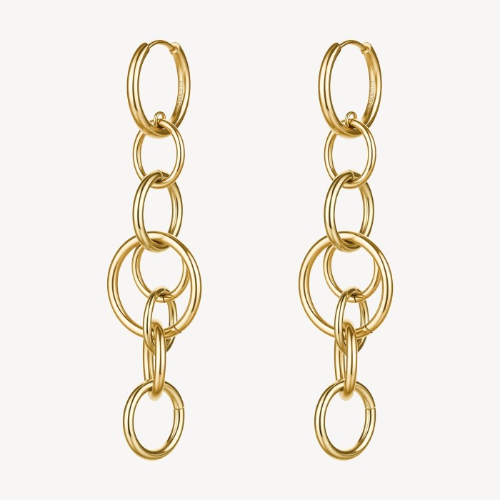 Orecchini pendenti BROSWAY Aura in acciaio 316L dorato con cerchi intersecati BAU30