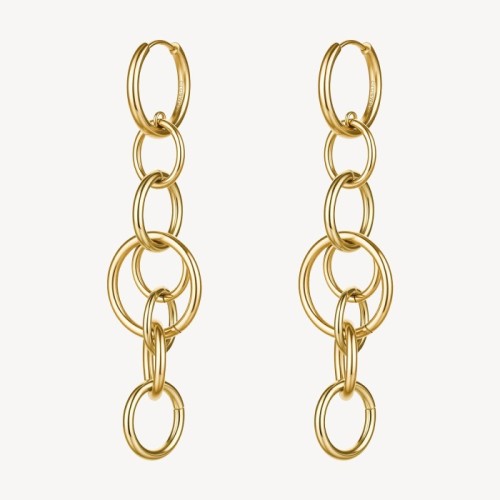 Orecchini pendenti BROSWAY Aura in acciaio 316L dorato con cerchi intersecati BAU30