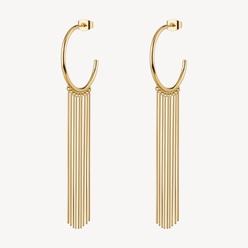 Orecchini a cerchio BROSWAY Aura in acciaio 316L dorato con frange BAU28