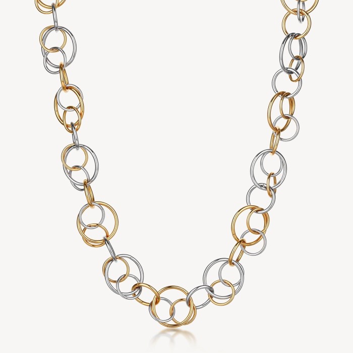 Collana BROSWAY Aura in acciaio 316L bicolore con cerchi intersecati BAU05