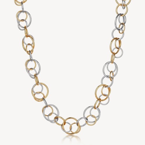 Collana BROSWAY Aura in acciaio 316L bicolore con cerchi intersecati BAU05