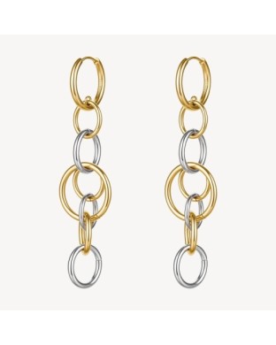 Orecchini pendenti BROSWAY Aura in acciaio 316L bicolore con cerchi intersecati BAU29 2