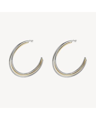 Orecchini a cerchio BROSWAY Aura in acciaio 316L bicolore BAU32 2