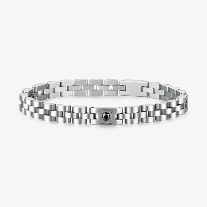 Bracciale Uomo BROSWAY Riptide BTD066 in acciaio 316L  e zirconi neri
