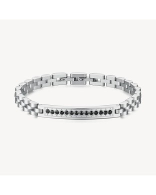 Bracciale Uomo BROSWAY Riptide BTD062 in acciaio 316L  barra centrale e zirconi neri