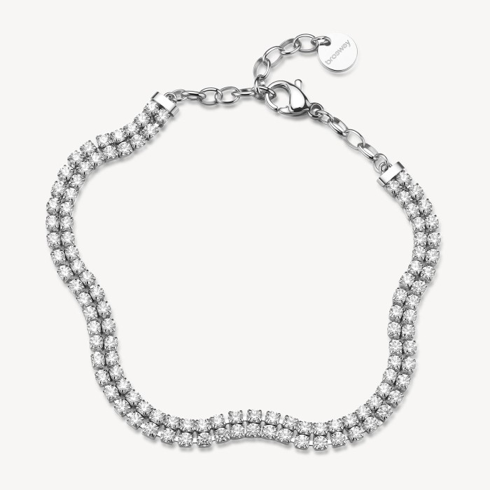 Bracciale tennis doppio filo BROSWAY Desideri BEI111 in acciaio 316L e cristalli