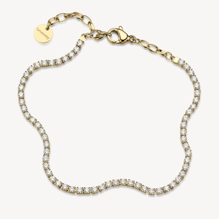 Bracciale tennis BROSWAY Desideri BEI110 in acciaio 316L dorato e cristalli