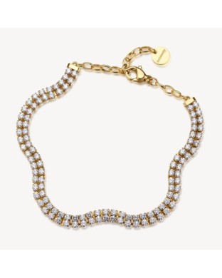 Bracciale tennis doppio filo BROSWAY Desideri BEI112 in acciaio 316L dorato e cristalli