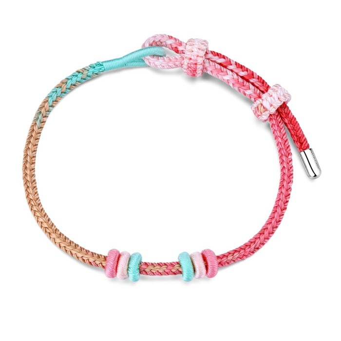 Bracciale regolabile  ROSATO Storie RZB048 in cordino intrecciato rosa