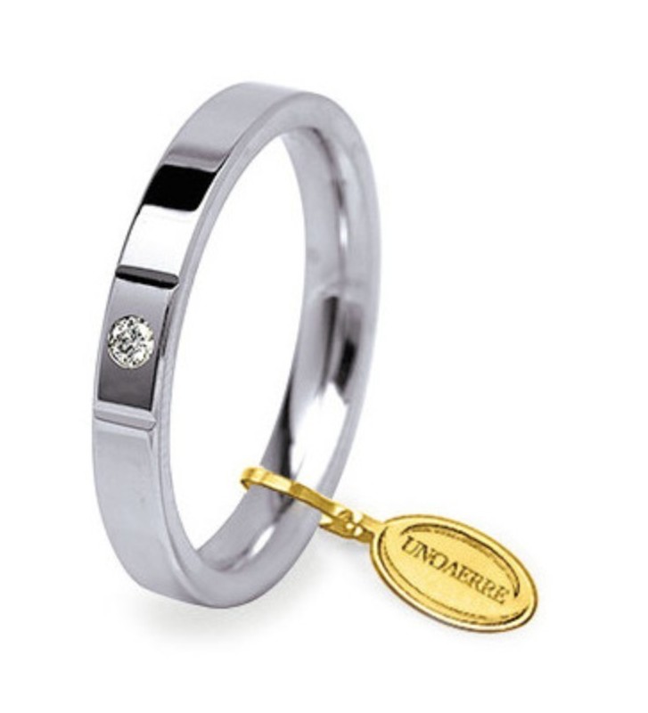 Fede UNOAERRE Fedi Cerchi di Luce 3,5 mm in oro bianco con diamante