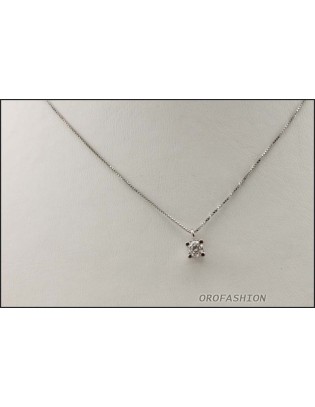 Girocollo oro bianco 18Kt con diamante solitario ct 0.23 Valore 940 - 2081432