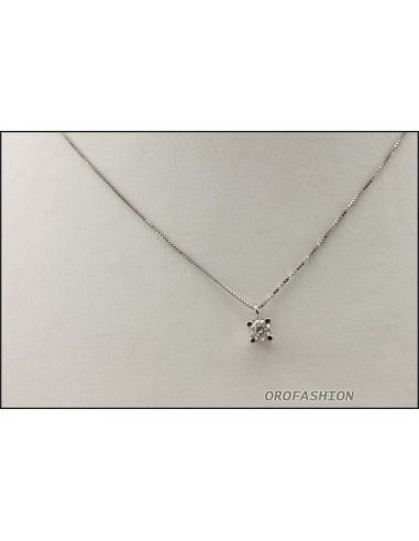 Girocollo oro bianco 18Kt con diamante solitario ct 0.23 Valore 940 - 2081432