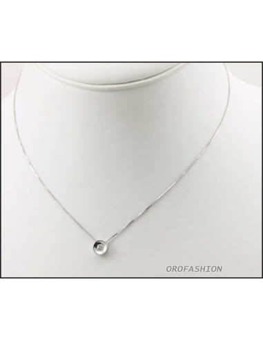 Girocollo oro bianco 18Kt con diamante solitario ct 0.012 Valore 390 - 3009142