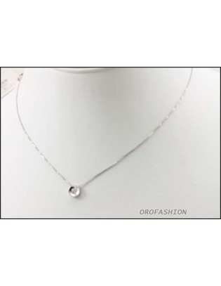 Girocollo oro bianco 18Kt con diamante solitario ct 0.015 Valore 490 - 3009143