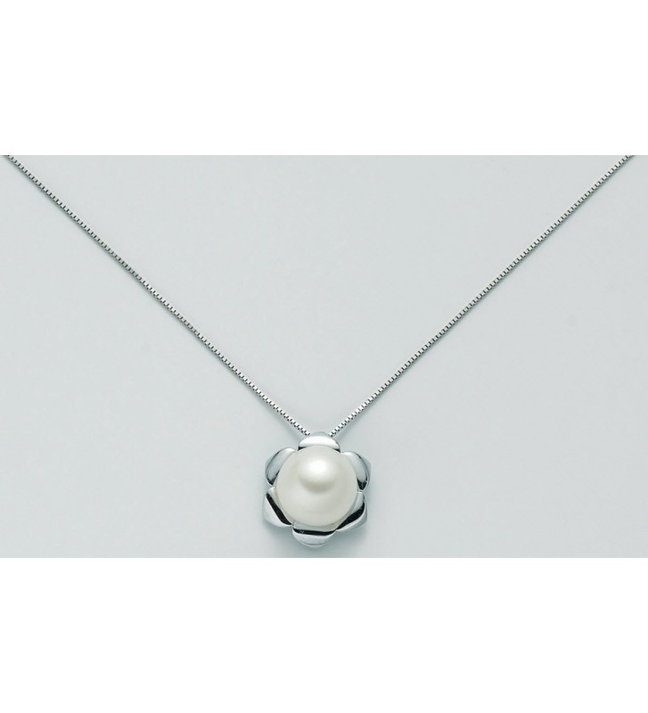 SALDI Collana MILUNA oro bianco 18kt perla e diamanti POC859BM