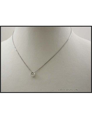 Girocollo oro bianco 18Kt con diamante solitario ct 0.20 - 2211148