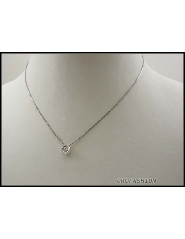 Girocollo oro bianco 18Kt con diamante solitario ct 0.20 - 2211148